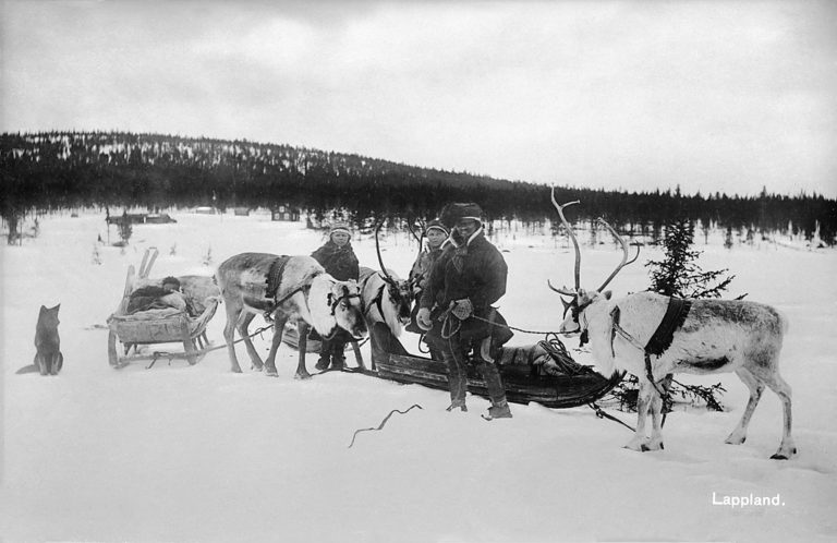 Sami Family with reindeer by Sweeden National Heritage board